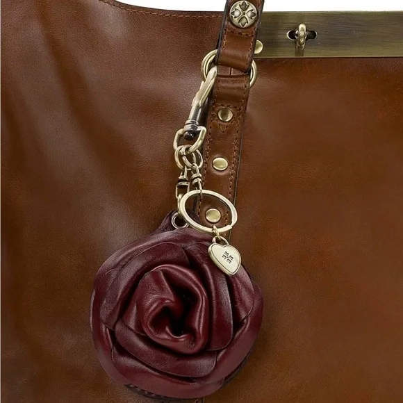 NWT-Patricia Nash-SET-Borriana Rose Crossbody &Mirror Fob Bag Charm-Oxblood-$198 - Picture 16 of 16